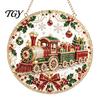Textured Bead Art Kit Christmas Faux Diamond Ornament Kit, Santa Angel Sun Catcher DIY Acrylic Stress Free Creative Hobby Round Board, 3D Craft