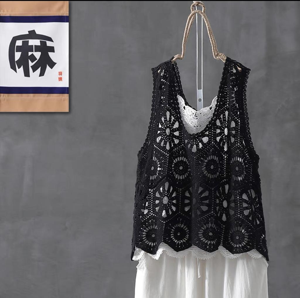 Neue lose europäische Hohlweste mit großem Fett-MM-Pullover ärmellose Weste Slim Top