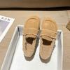 Damen Mokassins aus lockigem Lammfell echtes Leder Fell Flats Damen Band Schnalle Lammwolle Slipper Winter Fellschuhe für Frau