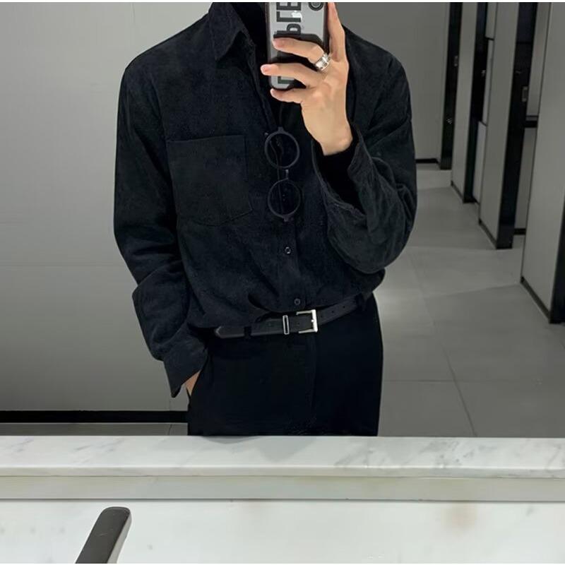 Spring and Autumn Mature Style Black Long-sleeved Shirt Men's Temperament Casual Inner Top