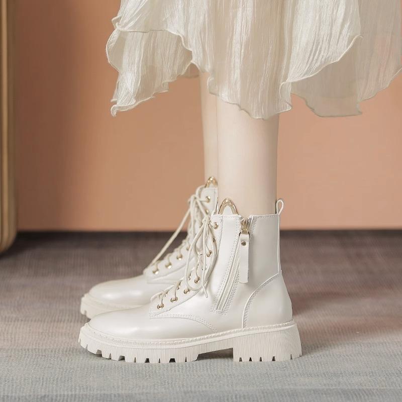 

Мягкая кожа ботинки Мартин женские 2025 осень и зима новые британский стиль толстая подошва тонкие ботинки популярные бархатные внутренние ботинки на платформе 40