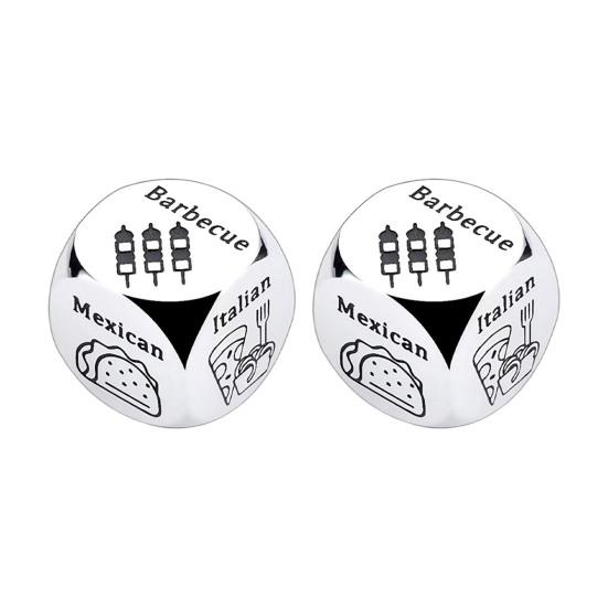 1/2/3Pcs Stainless Steel Food Decision Dice 6 Sides Barbecue Mexican American Seafood Italian Chinese Dinner Decider Dice