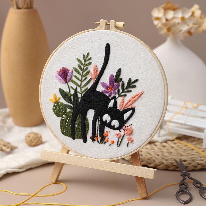New Cat Embroidery Diy Handmade Material Kit Embroidery Kits