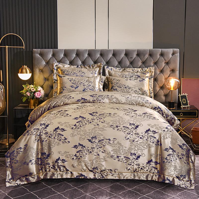 Europejska satyna żakardowa Czerwona pościel ślubna Zestaw czteroczęściowy