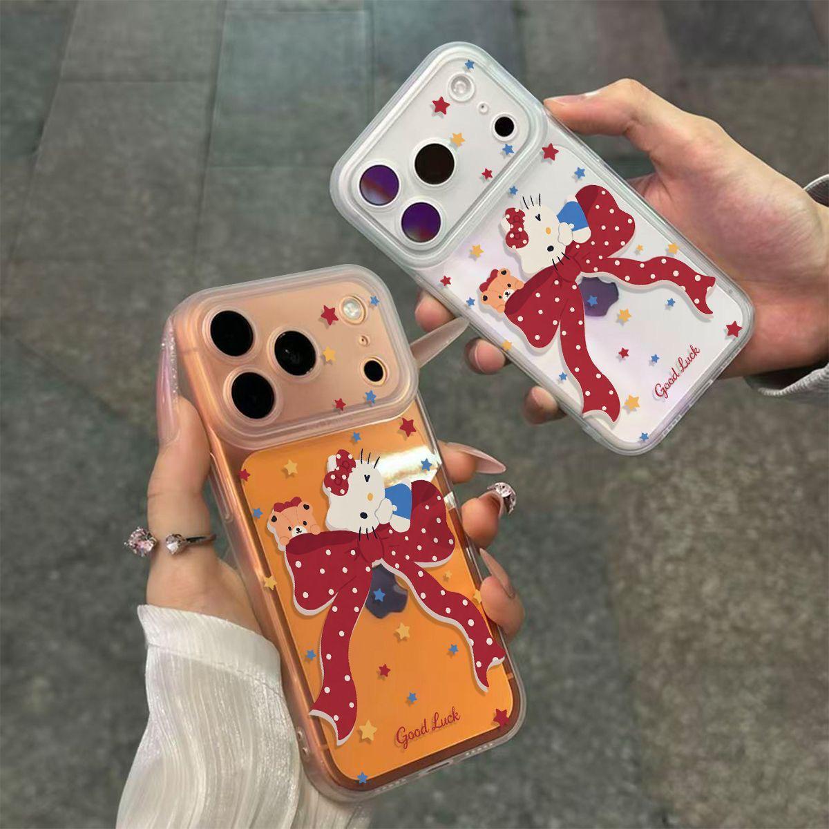 

Hello Kitty Bowknot Case for iPhone 13/15/16/17 Pro Max - Soft, Drop-Proof with Integrated Camera Button. Apple 11