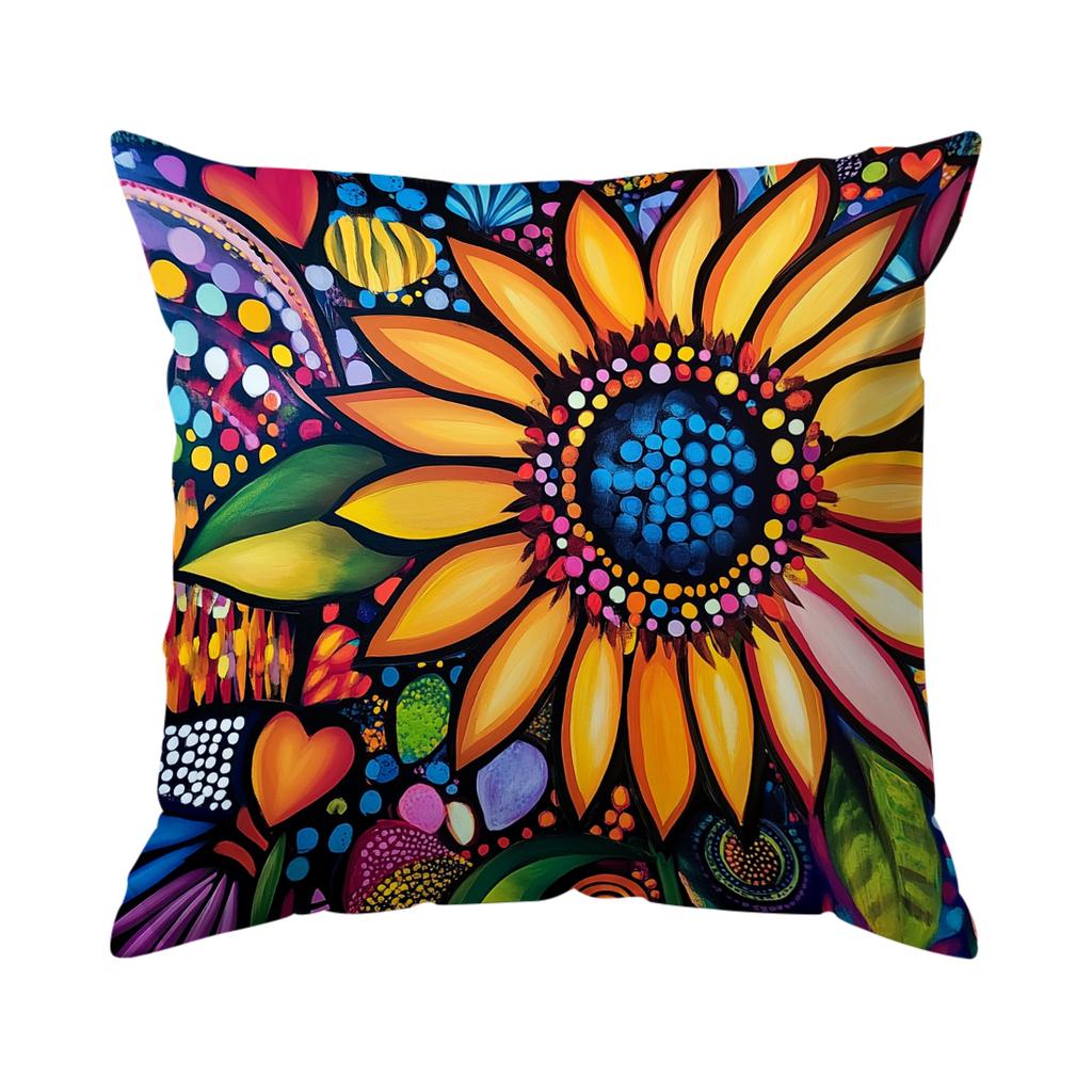 Vibrant Mexican Flowers Pillowcase Printed Polyester 45x45cm Throw Pillowcover Decorative Sofa Cushion Pillowslip Home Decor