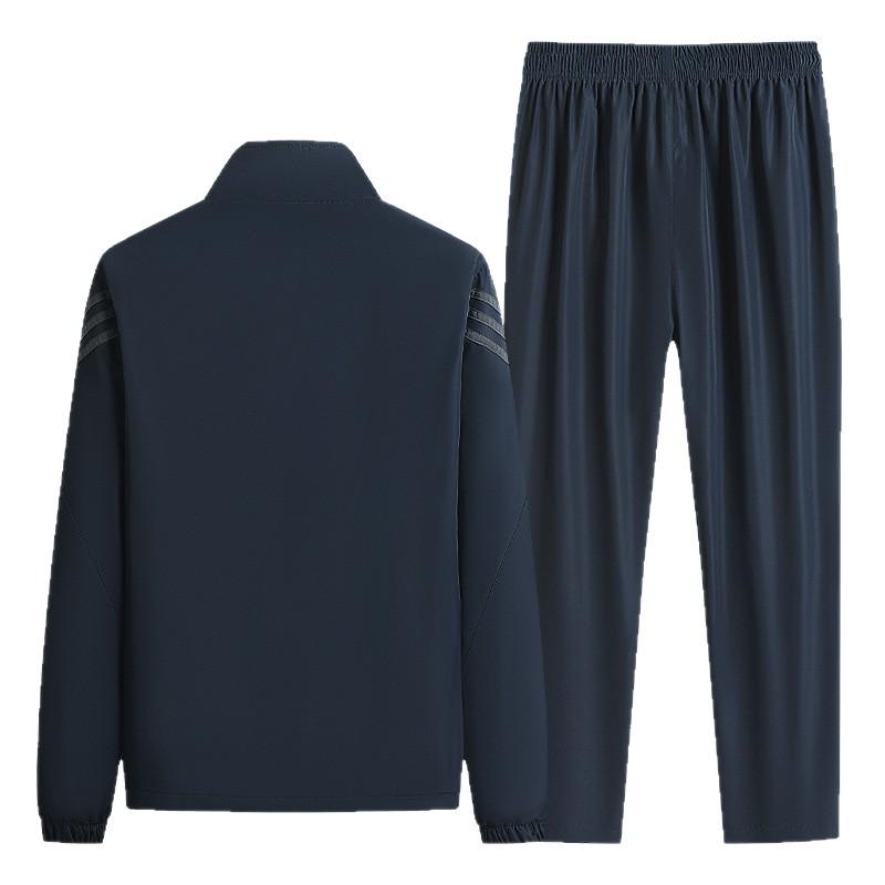 Men's Spring & Autumn Loose-Fit Sportswear Set - Plus Size Casual Two-Piece for Middle-Aged & Elderly