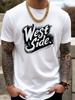 European Size Men's Summer Casual Sports Fashion T-Shirt, Cotton Blend, Soft, Breathable, Loose Fit, White/Blue/Black Regular Fit Crew Neck T-Shirt