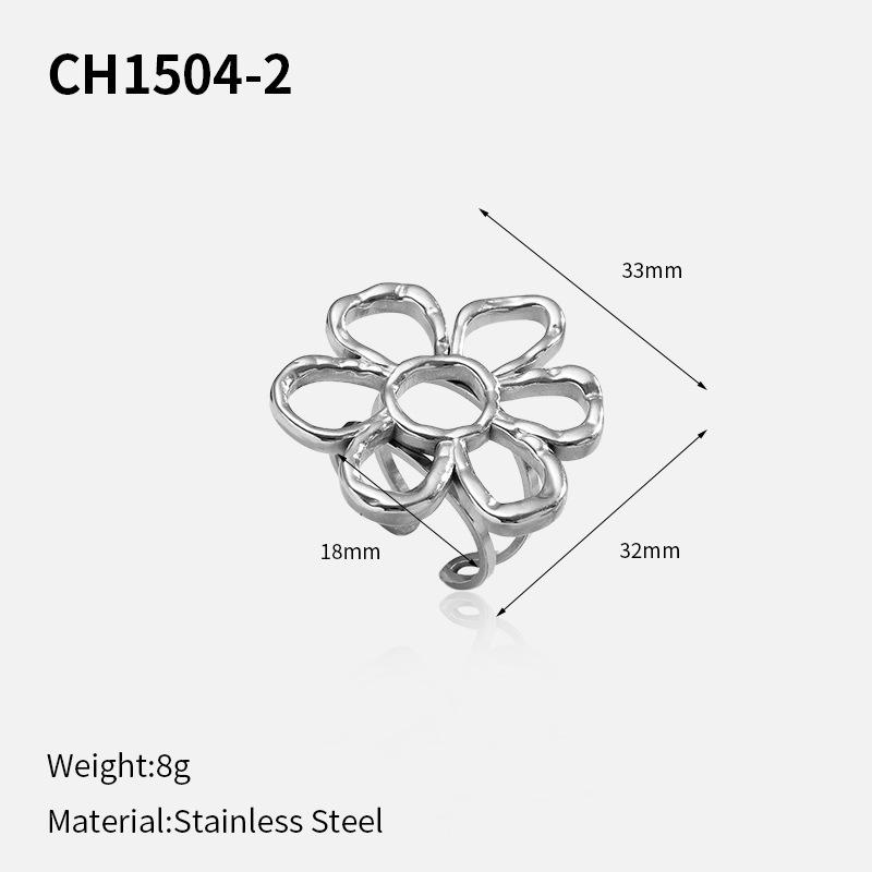 Fashion does not fade hollow stainless steel ring, high-end sense simple light luxury flower titanium steel ring jewelry women