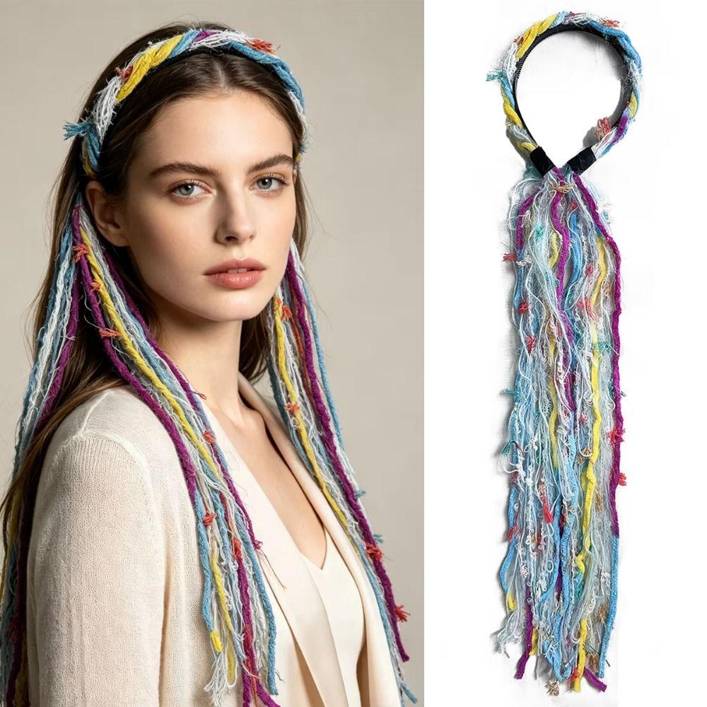 Elegante Kopfbedeckung Vintage Haarreif mit Anhänger Boho farbiges Seil Stirnband Tägliches Tragen