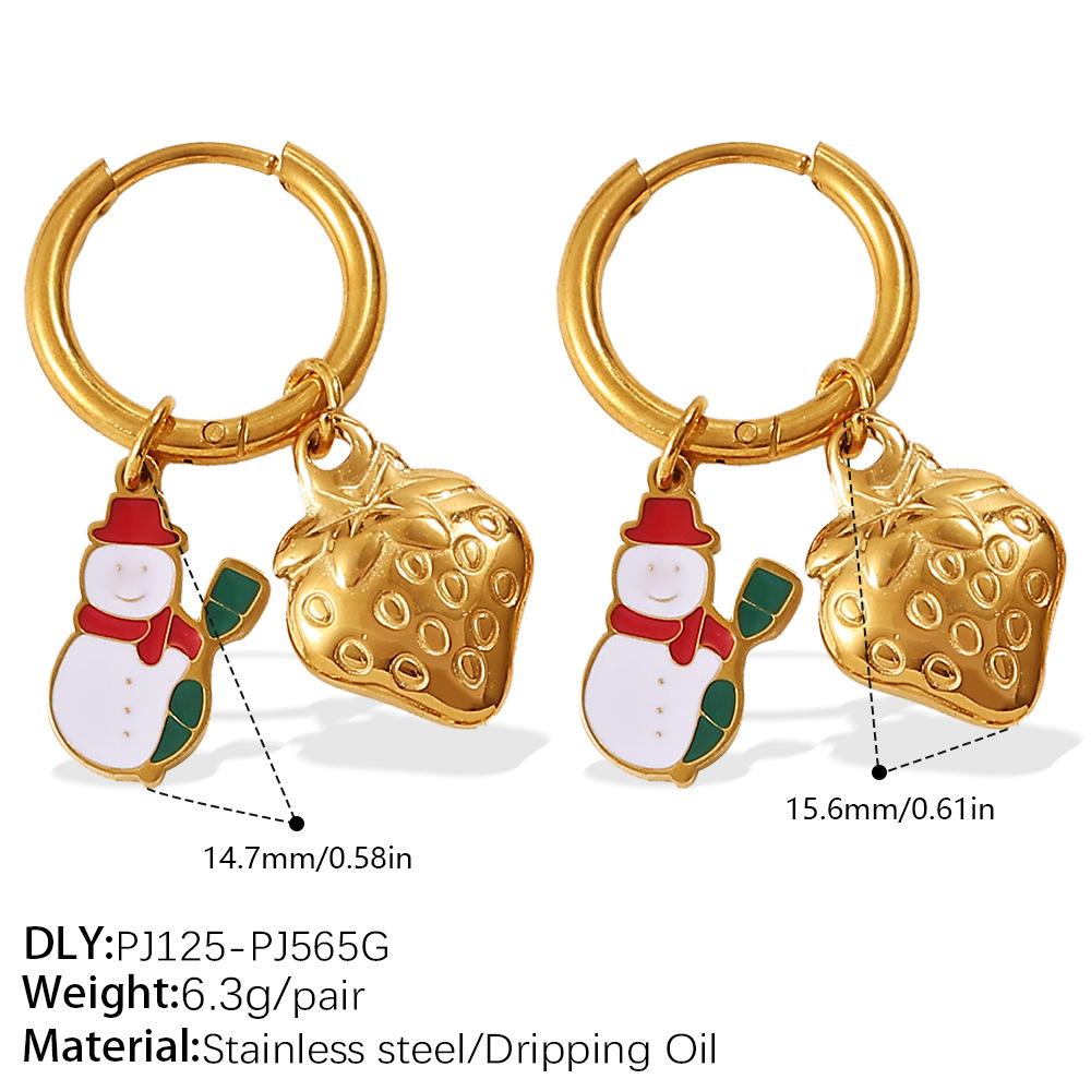 Christmas versatile DIY pendant earrings stainless steel gold-plated atmosphere earrings women