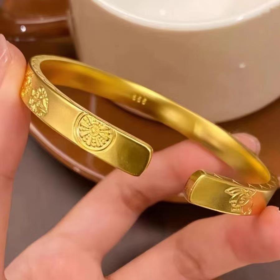 Ornaments Ancient Lotus Flower Good Luck Opening Women's Imitation Solid Bracelet Bracelet