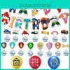 Kids Party Birthday Decoration Set Banner Cake Topper Balloon Cartoon