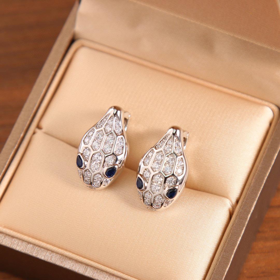 

New Hot Brand Vintage Snake Type Earrings for Women Luxury Jewelry Fashion Designer Eardrop 925 Sterling Zircon Clip Earrings серебряный