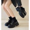 Small leather shoes for women's British style 2025 new spring and summer with skirt jk single shoes black commuter platform loafers for women