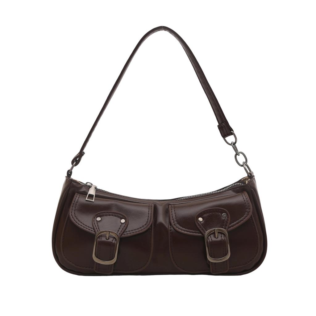 Solid Color Retro Summer Casual Fashion Handheld Underarm Shoulder Women's Baguette Bag New Commuter Bag