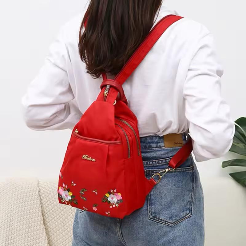 

Oxford Women Backpack Fashion Embroidery Casual Shoulder Bags Large Capacity Crossbody Bag червоний