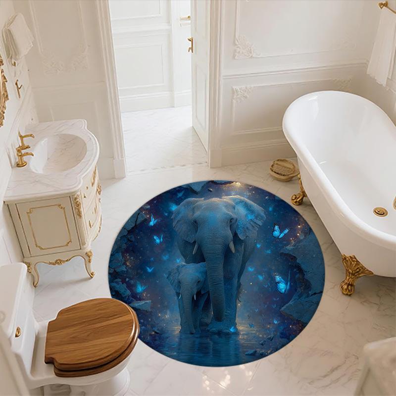 Two-Animal Wall Decor,Round Area Rug,Carpet Rug for Living Room Bedroom Sofa Playroom Decor,Non-slip Floor Mat