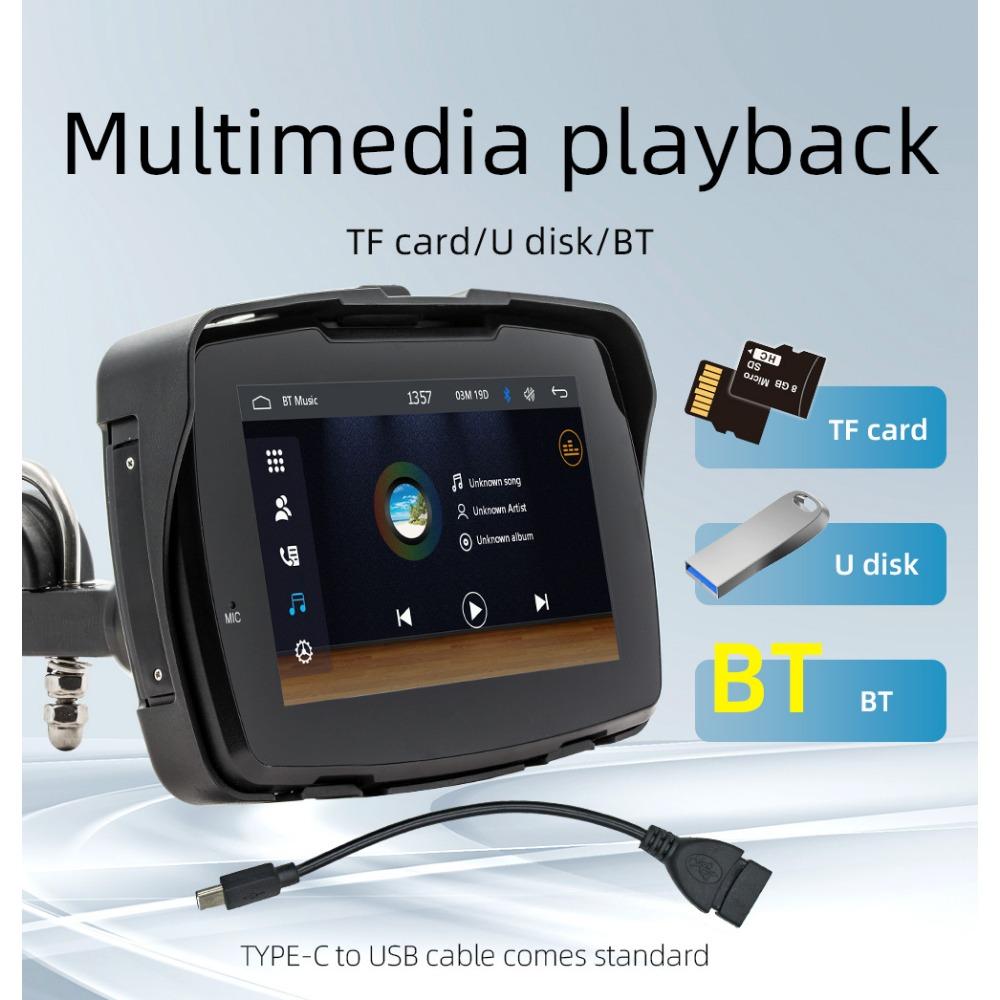 5 zoll Tragbare Motorrad GPS Navigation LCD Display Bildschirm Drahtlose Android Auto Carplay IPX7 Wasserdicht Monitor Moto Auto Spielen