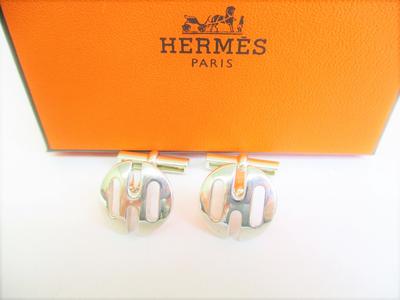 Подлинные запонки H Motif из стерлингового серебра Ag925 #8177 восстановленные