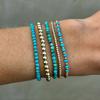Vlen 18 K Gold Plated Turquoise Beaded Bracelet Stretchy Pulseras for Women Adjustable Elastic No Clasp Jewelry Gift