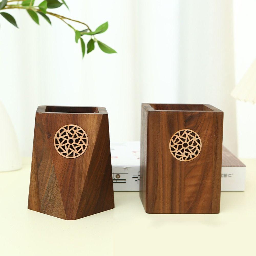 Vintage Wooden Pencil Box Multiple Use Marker Pen Storage Cup Desk Organizer Pen Container  School