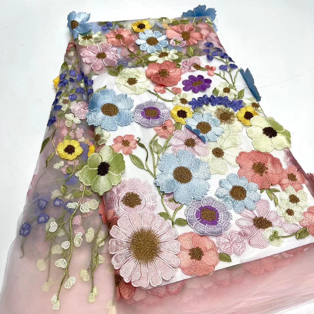 

3D аппликация вышитая кружевная ткань для детского платья