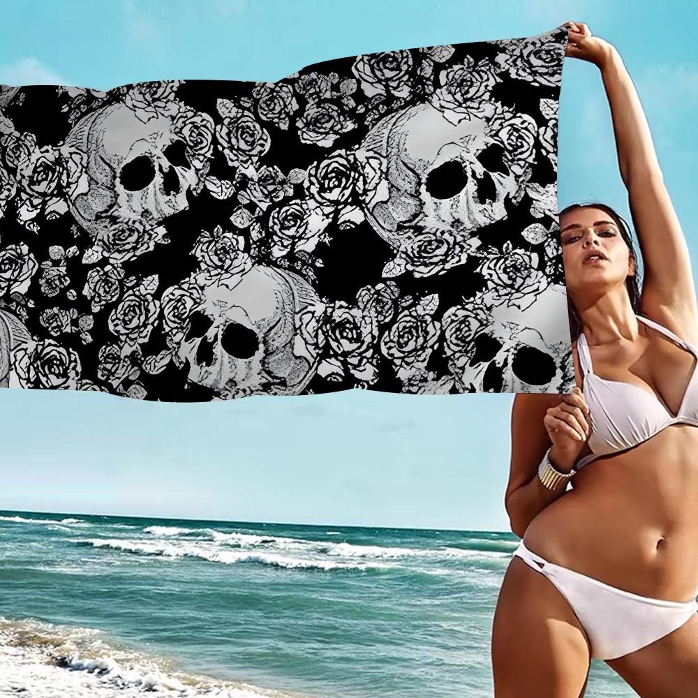 Crâne Horreur Sorcellerie Gothique Grandes Serviettes de Plage en Microfibre Serviette Sable Serviettes de Plage Serviette de Piscine pour Voyage Piscine Natation Yoga
