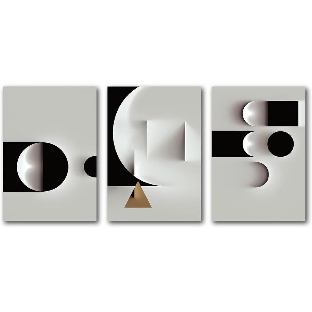 Abstract Geometric Canvas Wall Art Minimalist Black and White Geometric Poster Prints Modern Abstract Geometric Canvas Black and White Grey Abstract