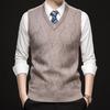 Gilet lavorato a maglia da uomo casual da lavoro a V senza maniche