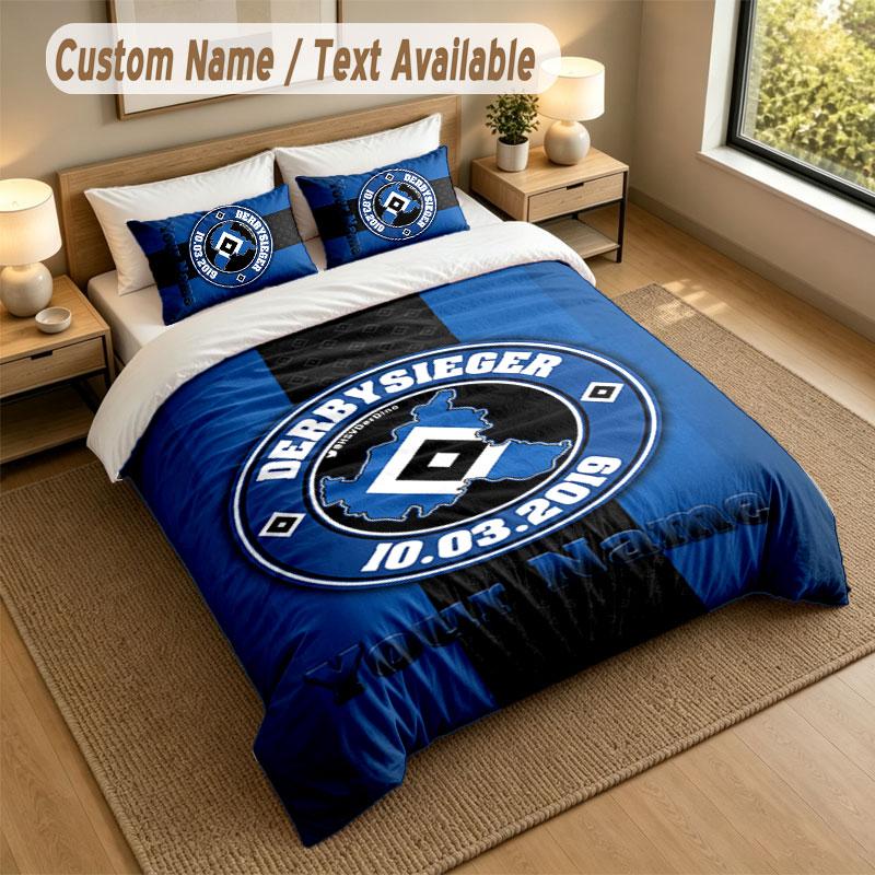 Bedding Set 1 Duvet Cover 2 Pillowcases Hamburger SV Print Soft Bed Linen Bedroom Decor