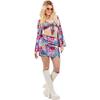 Fever Womens/Ladies 60s Hippie Rainbow Costume