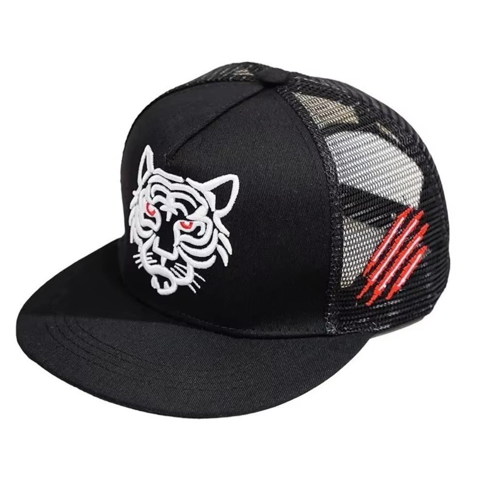 Fashion Adjustable Baseball Cap Tiger Embroidery Breathable Trucker Caps Mesh Snapback Hats Unisex