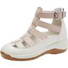 Damen Sommer Baotou Leder Ausgeschnittene Keilsandalen Dicke Sohle Rutschfest Leicht Atmungsaktiv Hoher Schaft Reißverschluss Mama Sandalen