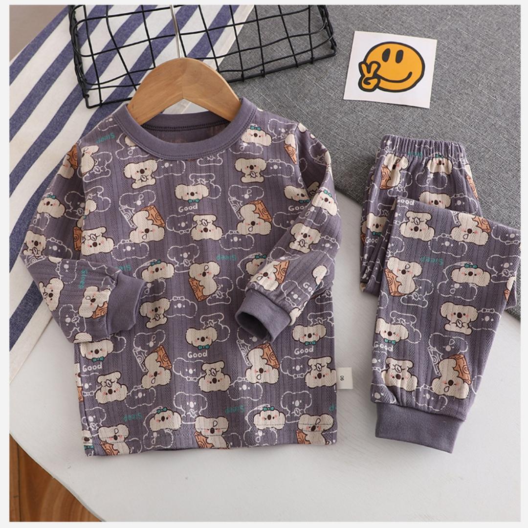 

Детские хлопковые пижамные комплекты для мальчиков и девочек с героями мультфильмов, повседневное милое нижнее белье с длинными рукавами, топы и штаны, теплая осенняя одежда для сна 130