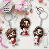 8 Parça 2D düz akrilik İsa temalı çizgi film karakter anahtarlık, 2D düz sırt çantası anahtarlık kolye.
