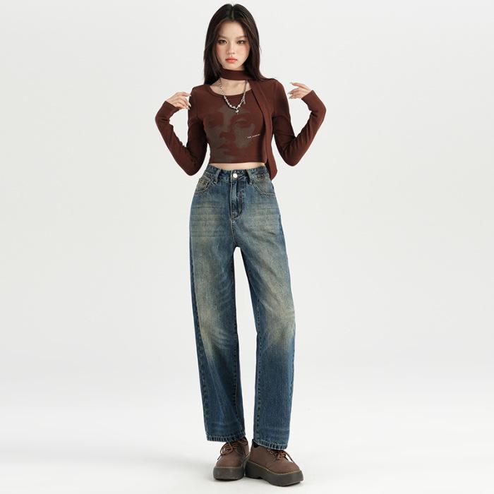 High-Waisted Slimming Embroidered Cropped Pants - Banana Sickle Design, 2025 New Style Small