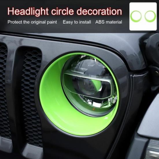 Green Headlight Lamp Cover Trim Decor Ring for Jeep Wrangler JL 2018+Accessories