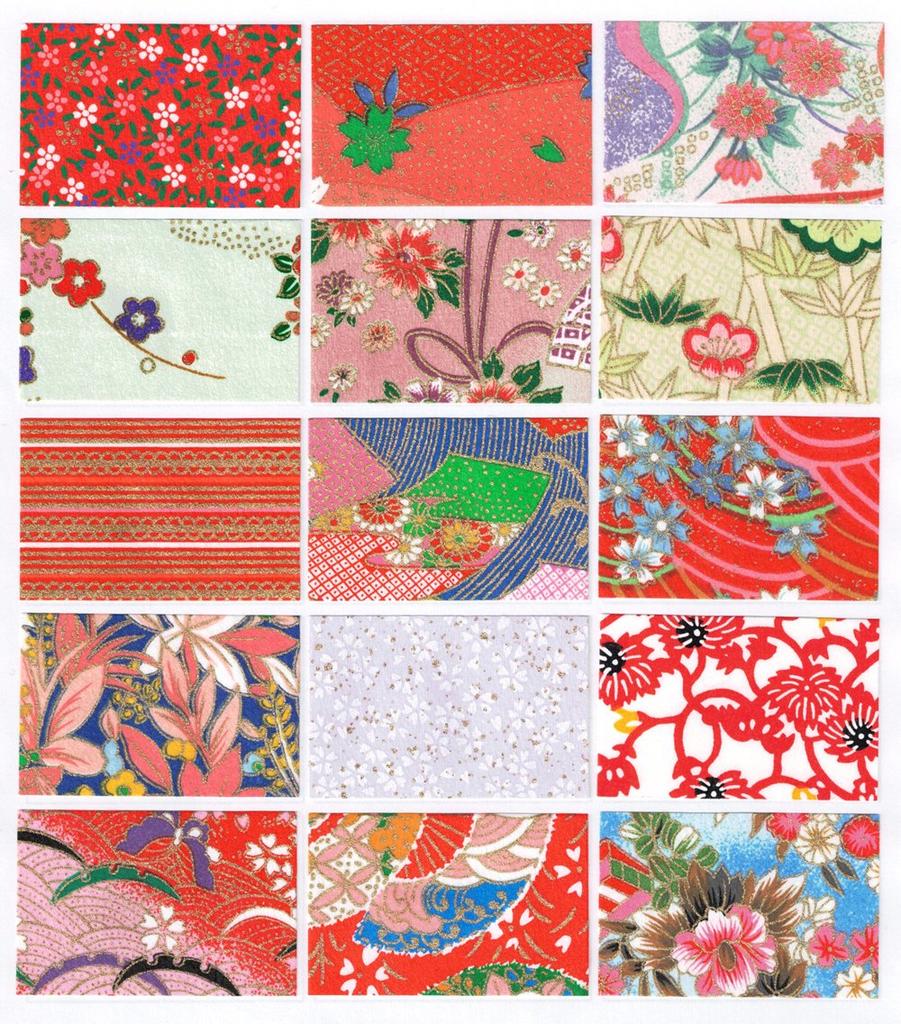 Kawasumi Washi Chiyogami Yuzen B4 15 15 Set D Washi, Size, Patterns, Sheets,