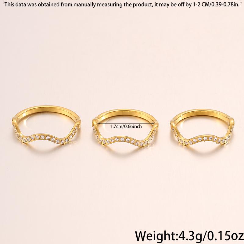 European & American Luxury Titanium Wave Ring with Diamond Inlays - High-End Couple Design