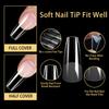 5 In 1 Boxed False Nail Tips Soft Gel Full Cover Semi-matte Capsules Almond French Coffin Fake Nails Extension Press On Nails