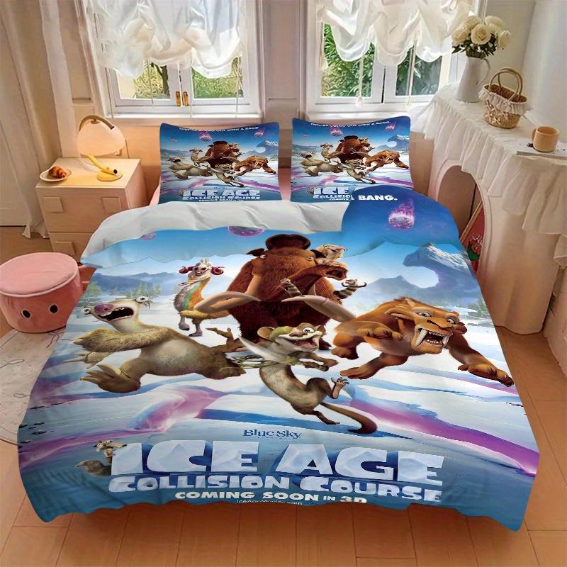 3pcs The Ice Age Adventures Printed Quilt Set, Soft and Comfortable Quilt Cover for Bedroom, Guest Room and Dormitory Decorative Bedding Set