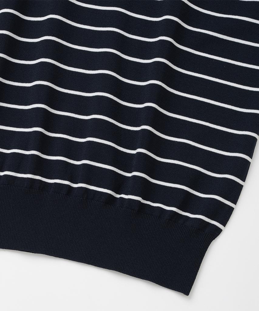 XOX Basic Cool Round Crop Short Sleeve Knit [Navy St]