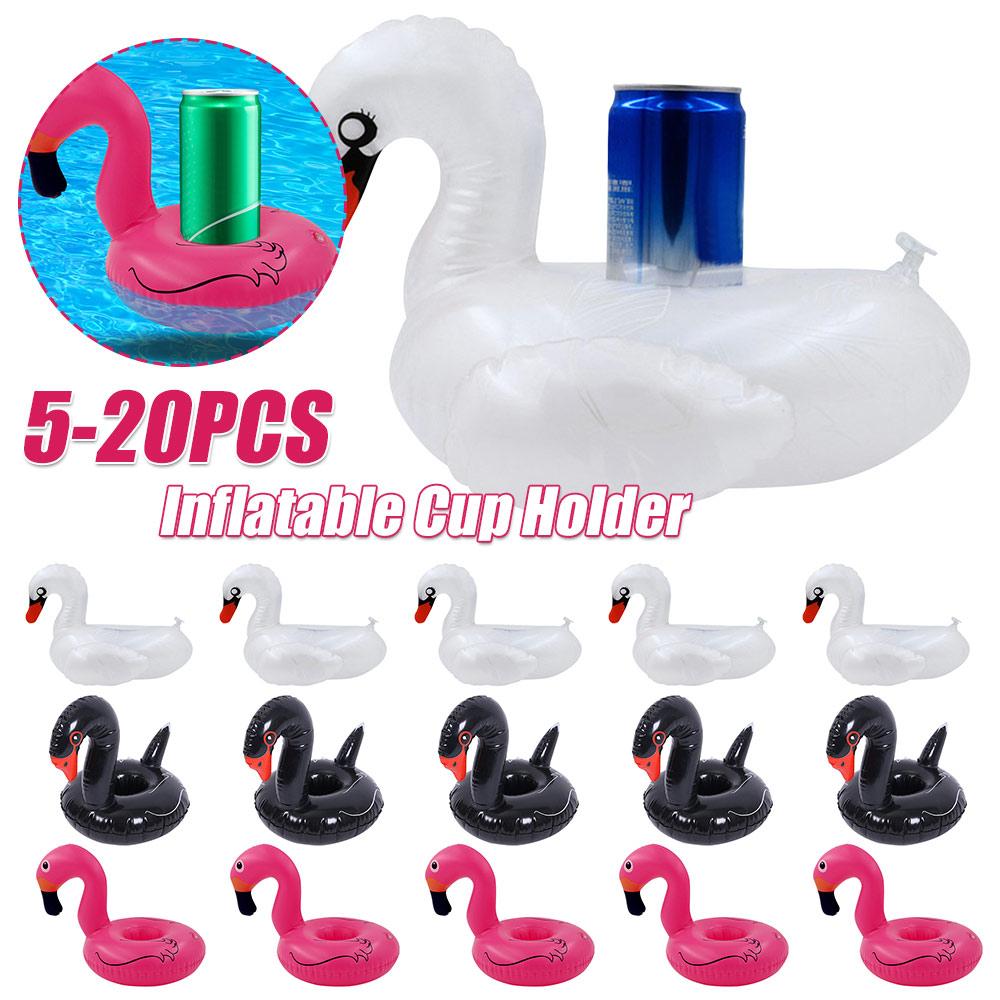 5-20PCS Swan Beverage Glass Holder PVC Cartoon Swan Cup Cushion Portable Water Inflatable Coasters for Holiday Birthday Party