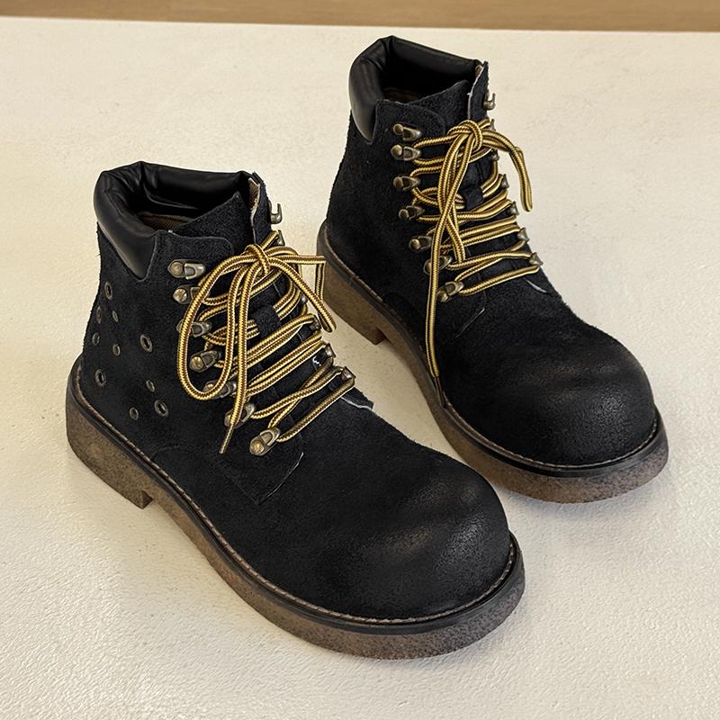 Moda Estilo Urbano Botines para Hombre de Caña Alta Zapatos de Cuero de Ante Moda Hombre Botines Outdoor Negocios Casual Zapatos Motocicleta Botas