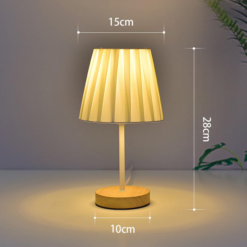 Wooden Table Lamp USB Powered Nightstand Lamp Warm Light Bedside Lamp with Cylinder Lamp Shade Desk Light Bedroom Home Decor