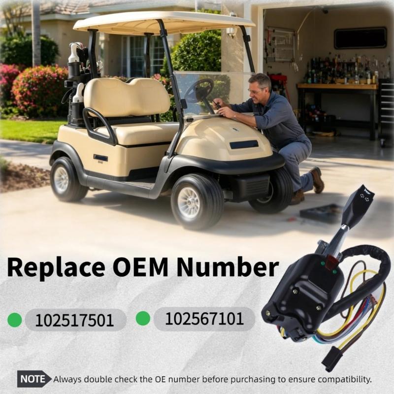 Golf Cart Steering Column Combination Unit for 300/500/550/700 Turf Turn Signals, High-Low Headlight Selection, Horn Operation and Hazard Warning