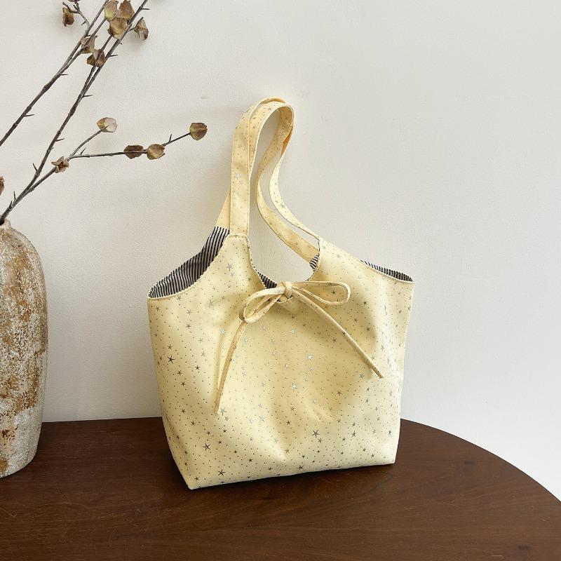 Women Large Capacity Star Print Canvas Casual Commute Single Shoulder Tote Bag