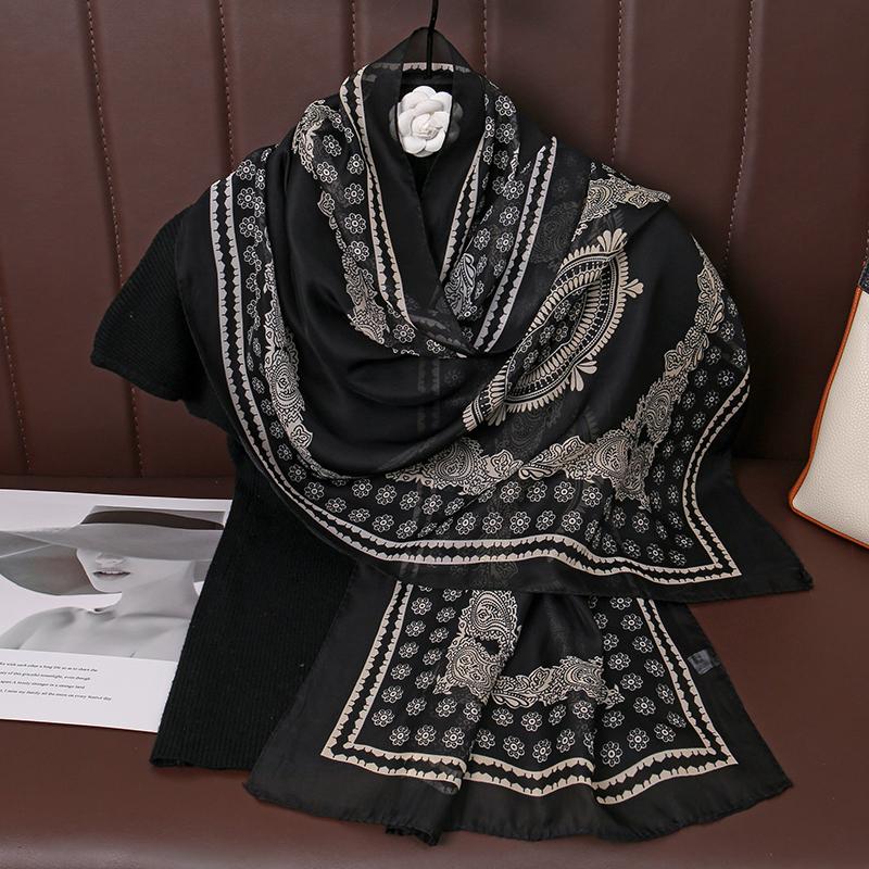 

Мода 45*155 см Леопардовый принт Шифоновый шелковый шарф Женский фуляр Длинная шаль Шарфы Летняя элегантная бандана Роскошь 45x155cm