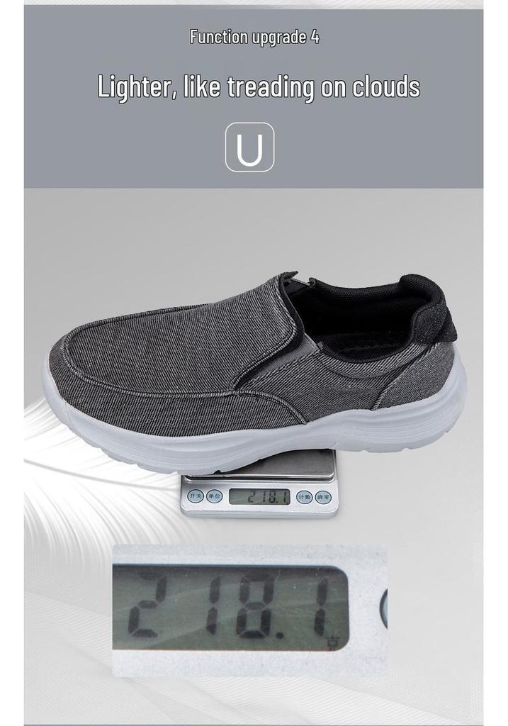 Men's Spring Slip-on Walking Shoes: Breathable Mesh, Lightweight, Large Size, Perfect for Middle-aged & Elderly Casual Wear.